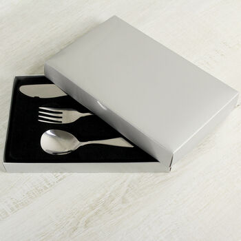 Personalised New Baby Cutlery Set With Gift Box, 4 of 5