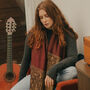 Warm Chocolate Paisley Border Pashmina With Tassels, thumbnail 1 of 2