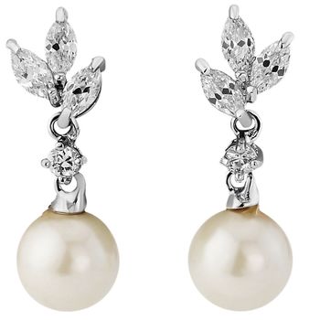 Marquise Crystal And Vintage Pearl Earrings, 2 of 2