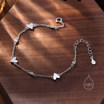 Sterling Silver Tiny Heart Trio And Cz Bracelet, 3 of 11