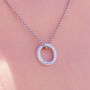 Enamel Halo Necklace With Custom Names And Dates, thumbnail 4 of 7