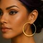 Textured Large Gold Plated Silver Hoop Earrings, thumbnail 2 of 5