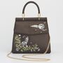 Wolf And Moon Embroidered Charcoal Satin Tote, thumbnail 1 of 7