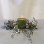 White Berry Candle Ring With Frosted Leaves, thumbnail 1 of 6