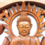 Buddha And Lotus Carved Wood Wall Panel 40cm, thumbnail 2 of 5