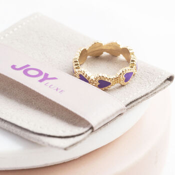 Gold Plated Enamel Hearts Ring, 6 of 7