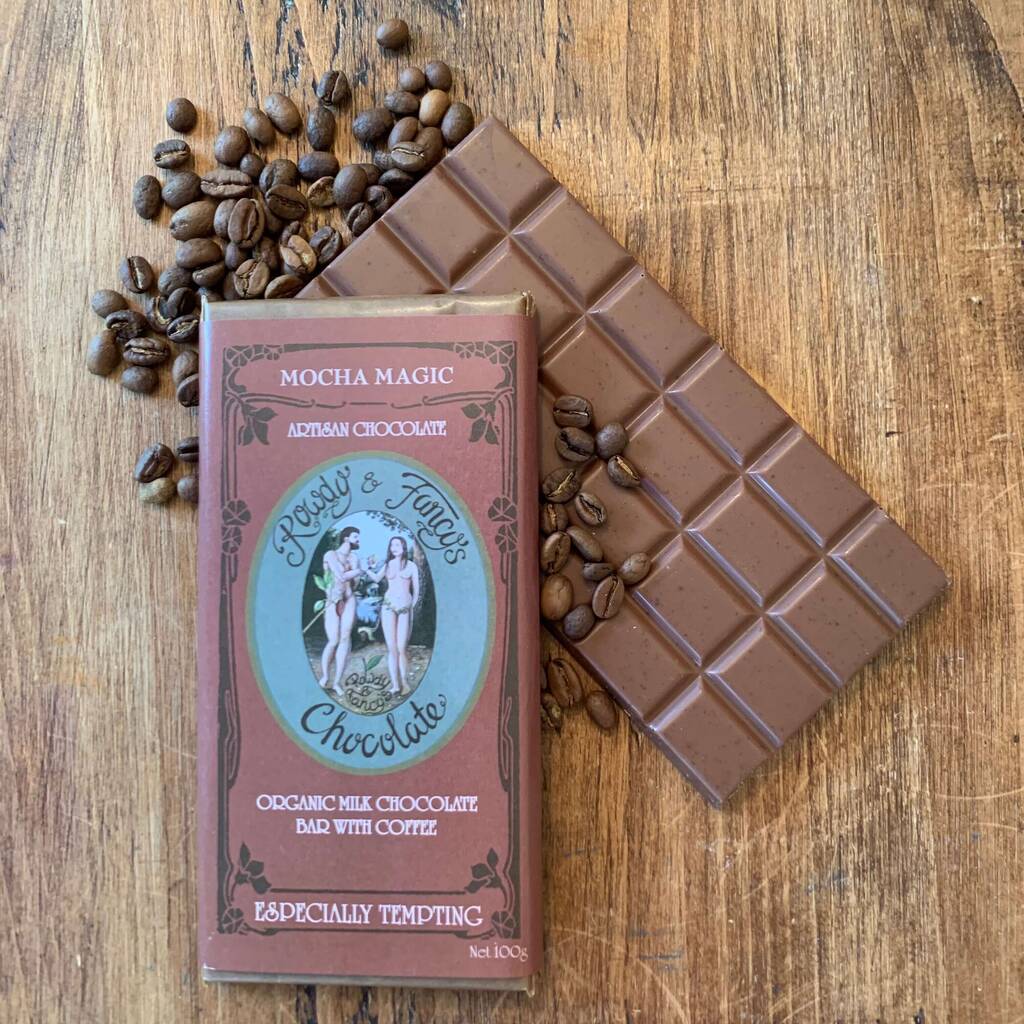 Mocha Magic Organic Milk Chocolate Bar By Rowdy and Fancy's Chocolate