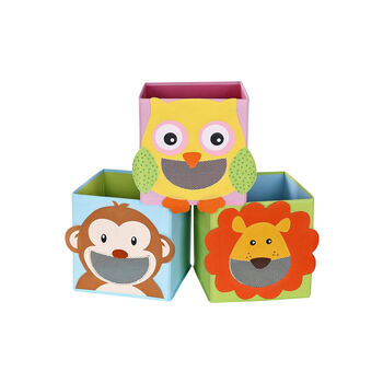 Set Of Three Colourful Storage Toy Boxes Organiser, 4 of 5
