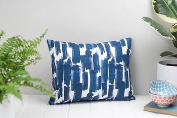Paloma Feather Cushion, Abstract Blue Design, 2 of 2