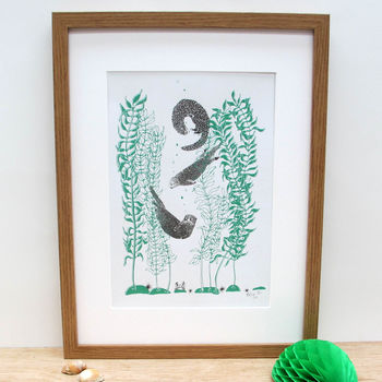 'Otters And Kelp' A Two Colour Art Print, 3 of 4
