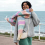 Personalised Pastel Stripe White Winter Scarf, thumbnail 1 of 4