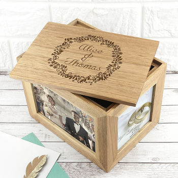 Personalised Floral Framed Couples Photo Keepsake Box, 3 of 4