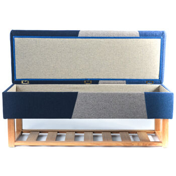 Bespoke Fabric Covered Storage Bench With Shoe Shelf, 3 of 11