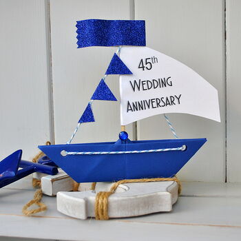 Personalised Sapphire 45th Anniversary Sailboat Card, 6 of 7