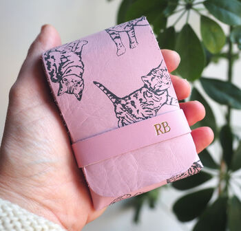 Personalised Pink Leather Kittens Playing Card Case With Cards, 5 of 5