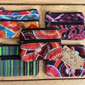 Hand Printed Coin Purse Boho Hippie Wallet, 6 of 11