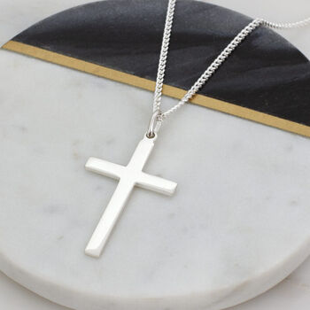 Men's Sterling Silver Cross And Chain, 3 of 5