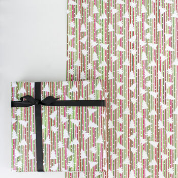 Luxury Striped Christmas Tree Gift Wrapping Paper, Superior Thickness, 3 of 4