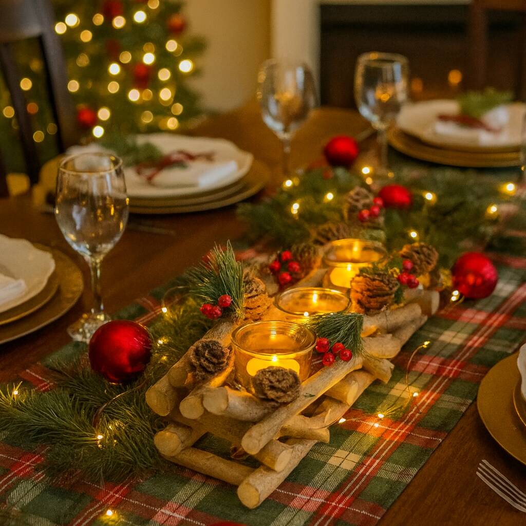 Christmas Wooden Pinecone Tea Light Candle Holder