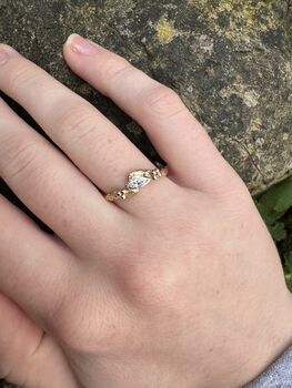 Dainty Organic Engagement Ring. Marquise Diamond Ring, 6 of 8