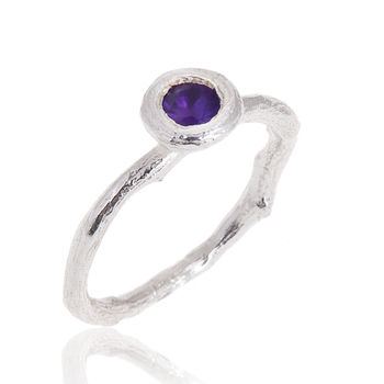 'Rose Root' Cast Silver Single Gemstone Ring, 7 of 12