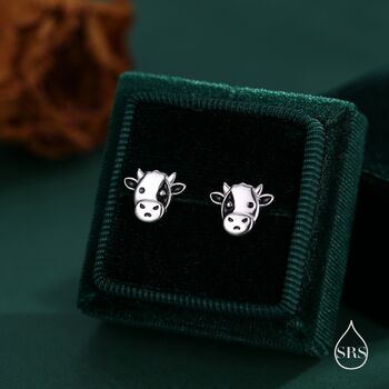 Dairy Cow Stud Earrings In Sterling Silver, 2 of 11