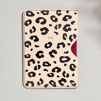Personalised Pink Leopard Leather Passport Holder, 2 of 3
