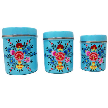 Hand Painted Tea Coffee Sugar Canister Trio, 5 of 8