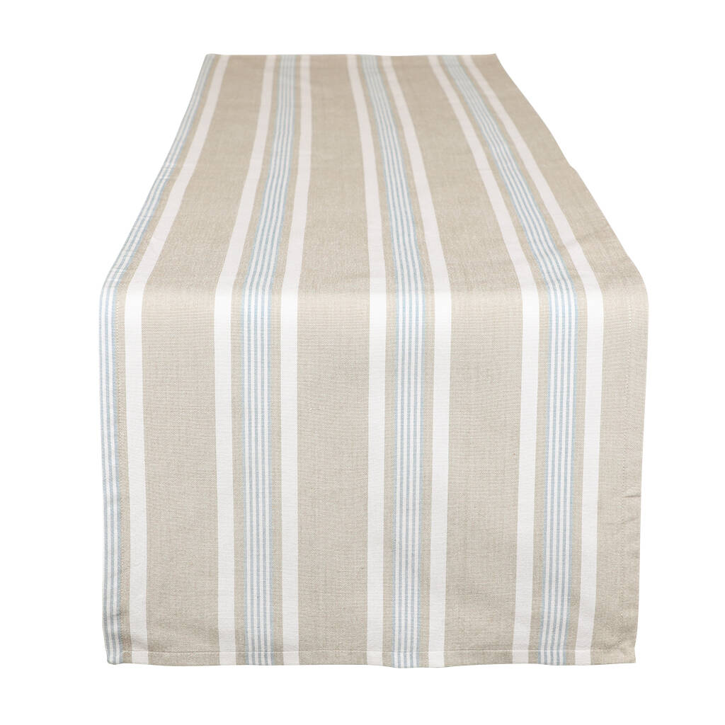Farmhouse Blue Striped Cotton Table Runner By Dibor