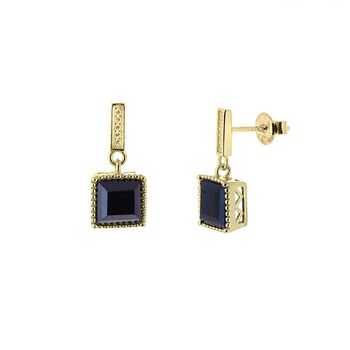 Sapphire 18k Gold Plated Square Drop Earrings, 2 of 3