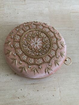 Light Pink Circular Handcrafted Clutch Bag, 3 of 7