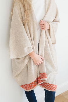 Oatmeal Knitted Lambswool Blanket Cardigan, 8 of 9