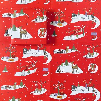 Vintage Style Woodland Christmas Trail Wrapping Paper, 3 of 5