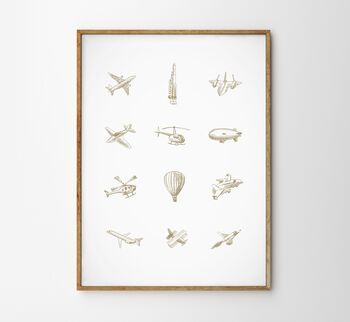 Children’s Personalised Flying Machines Art Print, 9 of 12