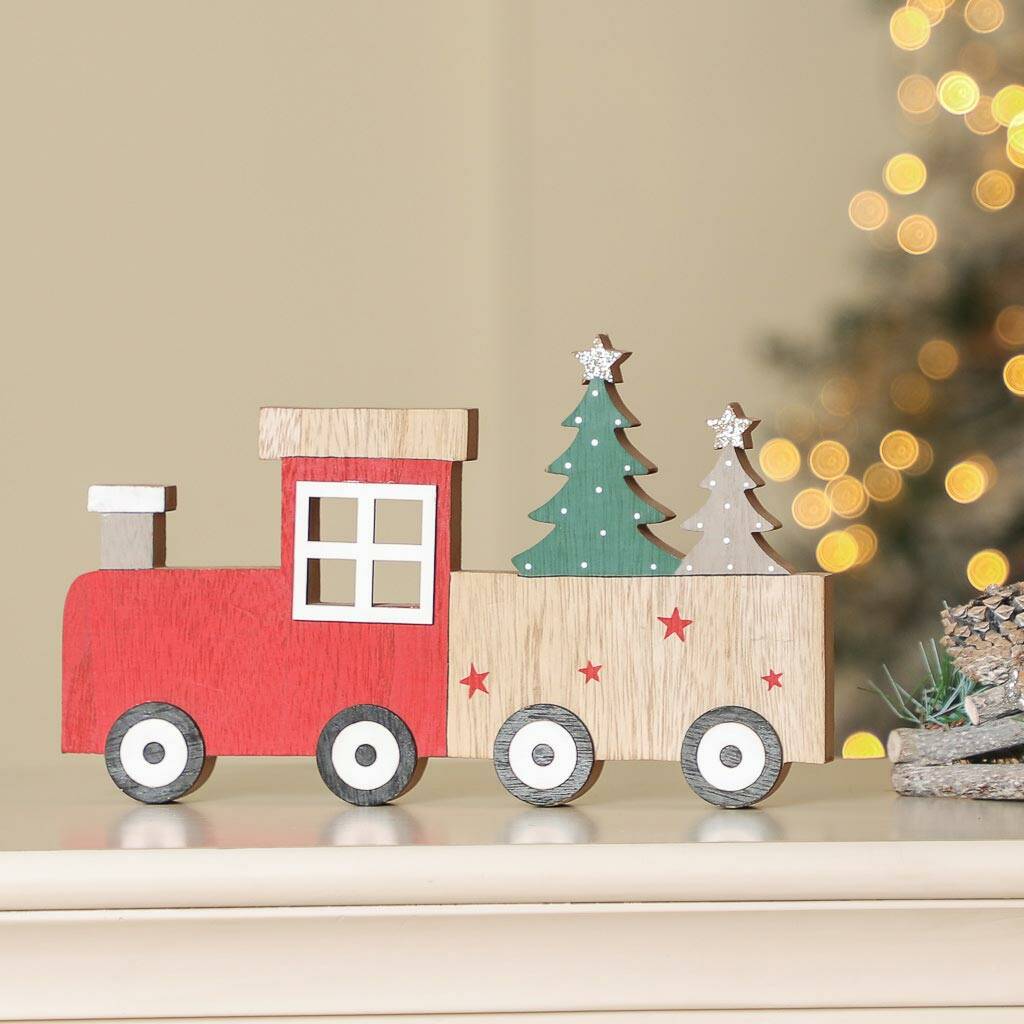 Personalised Wooden Christmas Train Decoration By Dibor