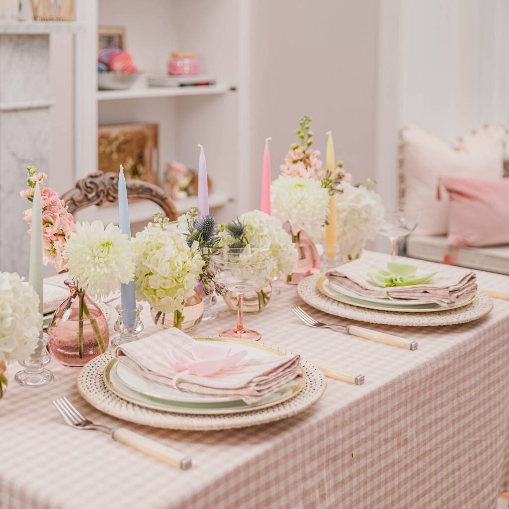 Pink Gingham Tablecloth By Truffle Tablescapes