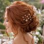 Pearl Flower Bridal Hair Pin – Gold, thumbnail 1 of 5