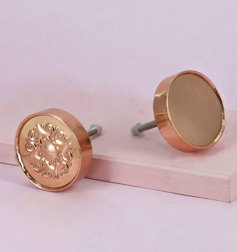 Copper Patterned Cabinet Pull Knobs By G Decor   Original Copper Patterned Cabinet Pull Knobs 