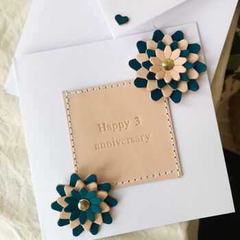 Personalised Leather Anniversary Card 3rd Wedding, 4 of 9