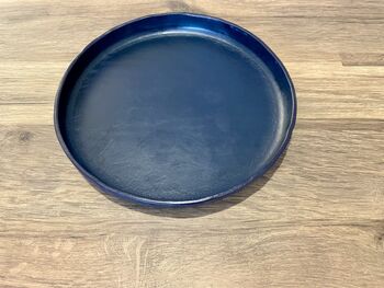 Personalised Dark Blue Round Leather Accessory Tray, 2 of 5