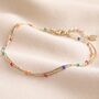 Rainbow Enamel Chain Layered Anklet In Gold Plating, thumbnail 3 of 5