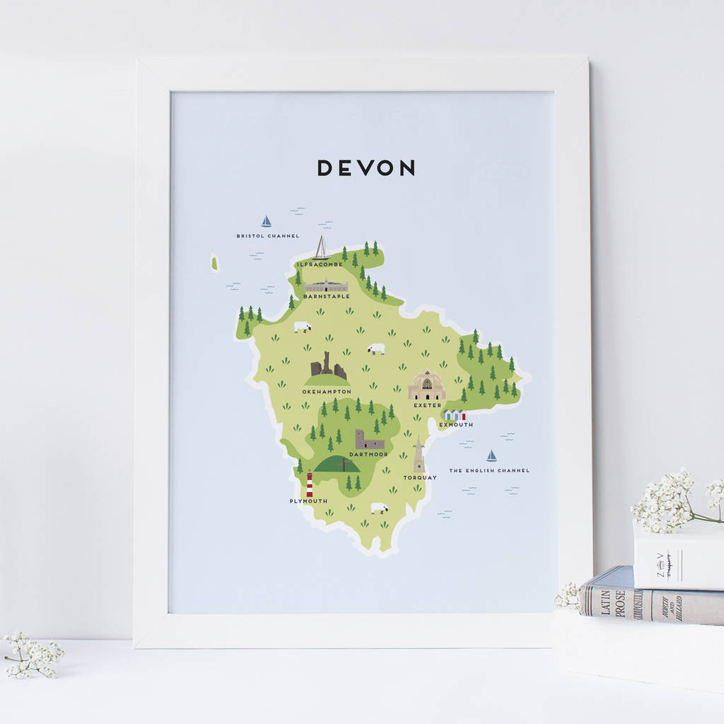 Map Of Devon Print By Pepper Pot Studios | notonthehighstreet.com