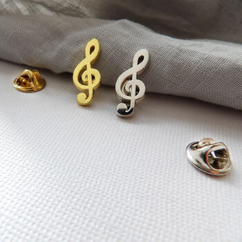 Gold Or Silver Treble Clef Lapel Pin, 4 of 7