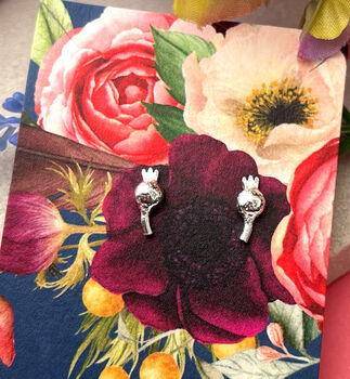 Sterling Silver Mini Poppy Seed Head Earrings, 2 of 10