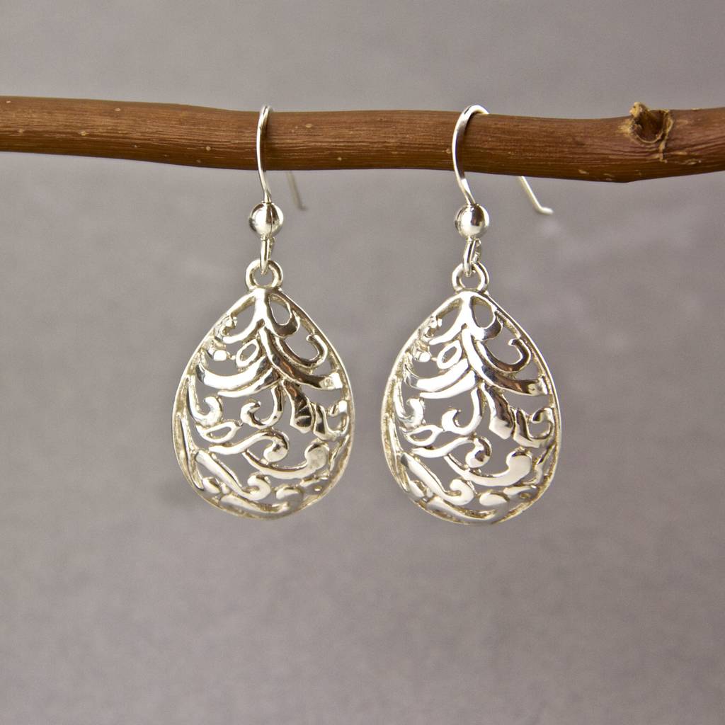 sterling silver ornamental drop earrings by gaamaa | notonthehighstreet.com