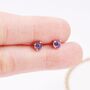 Natural Amethyst Tiny Stud Earrings In Sterling Silver, thumbnail 4 of 12