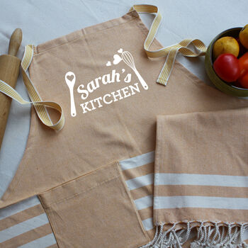 Personalised Cotton Apron And Tea Towel, Christmas Gift For Her, 6 of 12