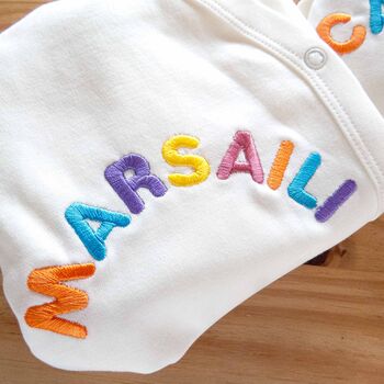 Personalised Organic Cotton Romper New Baby Gift, 7 of 9