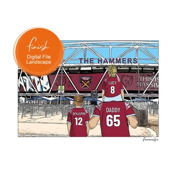 West Ham Hammers Personalised Stadium Print Or Card, 2 of 10