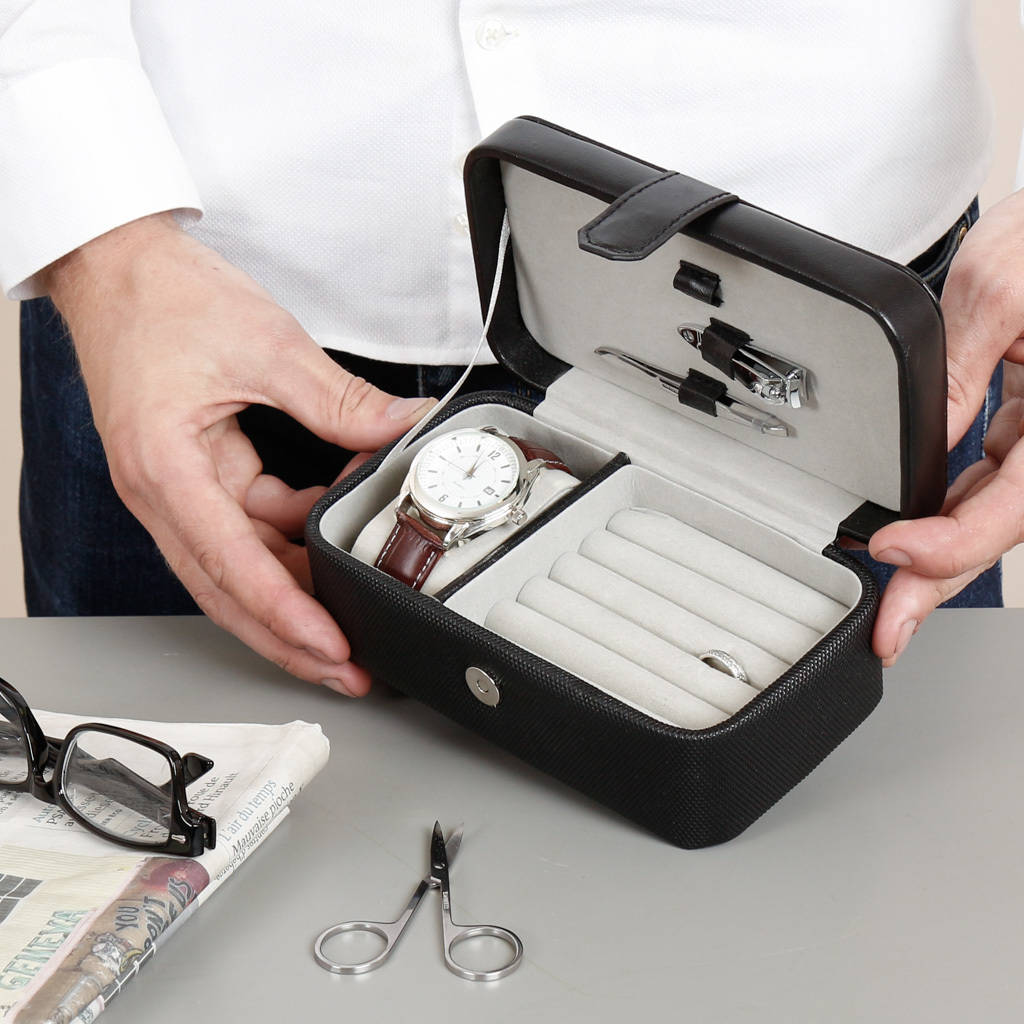personalised men's grooming kit and jewellery box by dibor